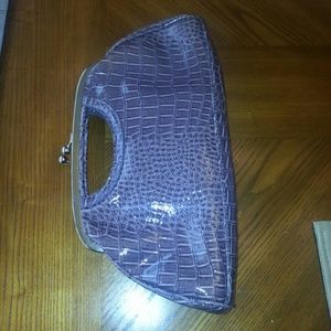 Purple leather clutch **free gift with $ 20 purcha