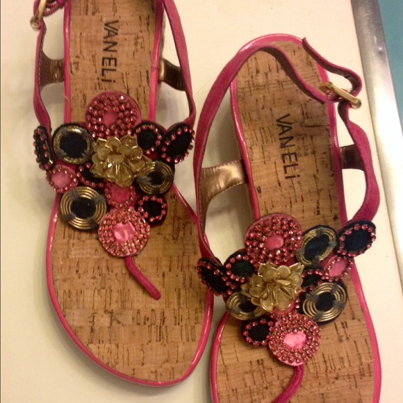 Vaneli Pink Wedge Sandals - size 9