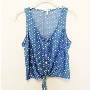 Kiera denim button-up tie tank