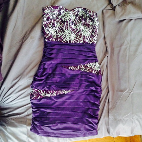 Purple sequin body-con dress
