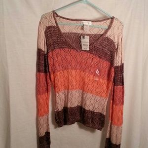 Long sleeve multi-color pullover sweater