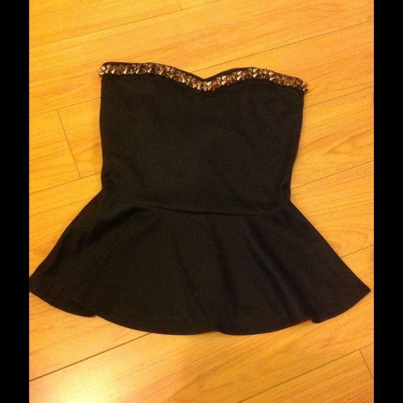 Black peplum top with studs