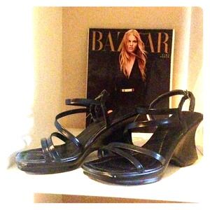 Sexy leather thin strap heels