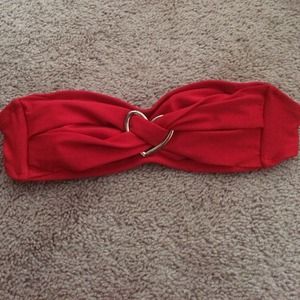 Red heart bandeau bikini