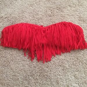 Red fringe bikini