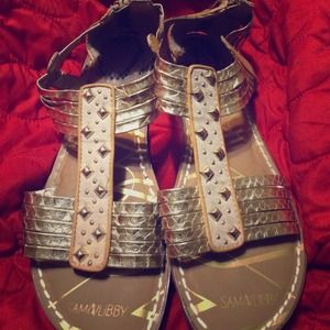 gold Sam and Libby gladiator sandals