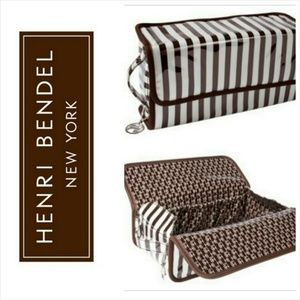 Henri Bendel Brown & White Stripe Dopp Kit