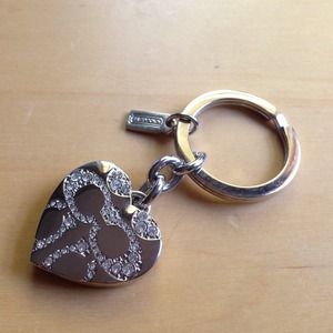 Pave and Pink Locket Coach Locket Keychains