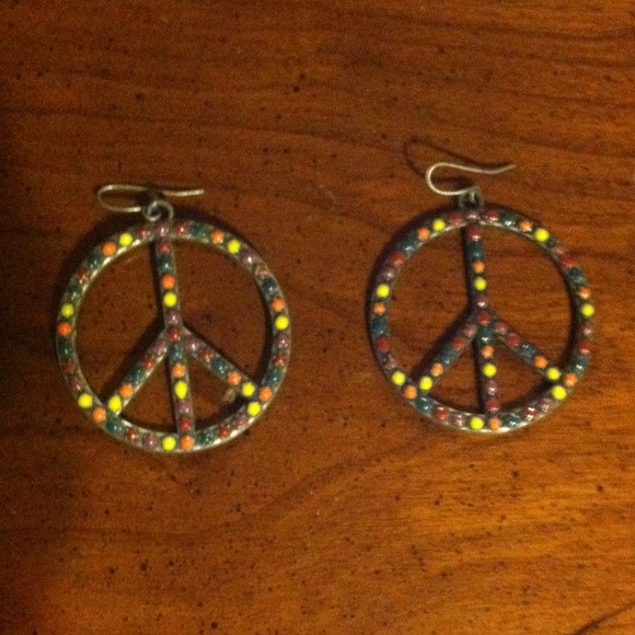 Hippie peace sign earrings