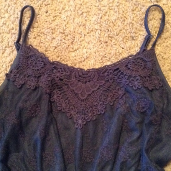 HOLD - Navy Boho Dress with Crochet Detail - Picture 2 of 3