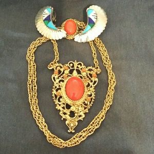 SILVER 925 TURQUOISE EARRINGS& GOLD TONE NECKLACE