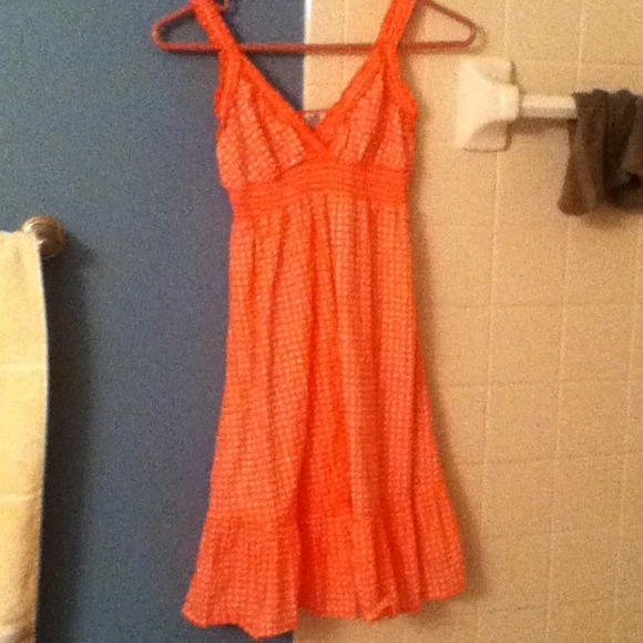Peachy orange polka dot dress