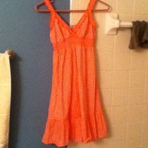 Peachy orange polka dot dress