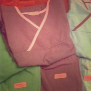 Gray and pink scrubs