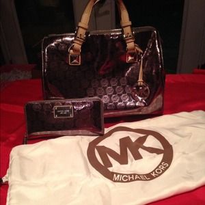 MK Mirror Metallic Purse and Matching Wallet