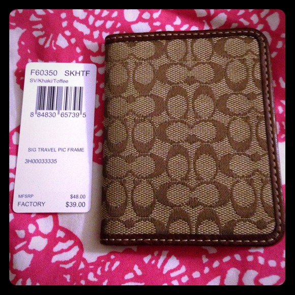 Khaki Coach Signature Travel ID Case
