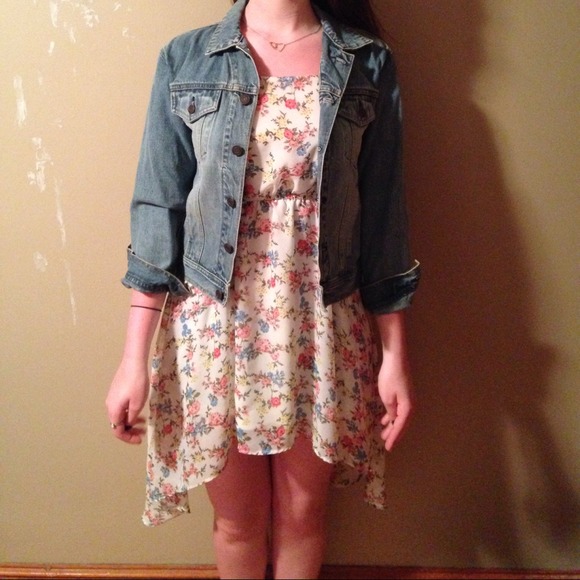 BUNDLE! Jean jacket & High low flower dress