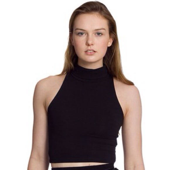 Black turtle neck crop top