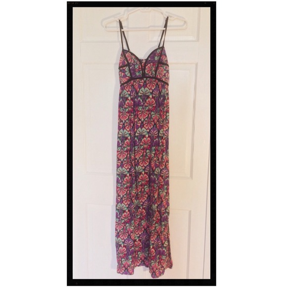 Floral turquoise, purple, pink maxi dress