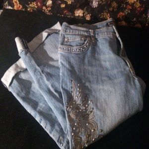 Adorable studded cuffed jeans (: