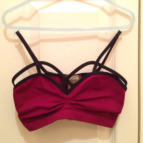 LF Strappy Bralette Bandeau burgundy and black
