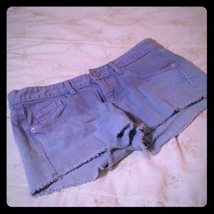 Purple wash fray shorts. Size: 11