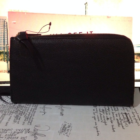 black, faux-leather wallet, inside turquoise - Picture 1 of 4