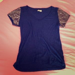Sequin cap sleeve aerie v neck tee