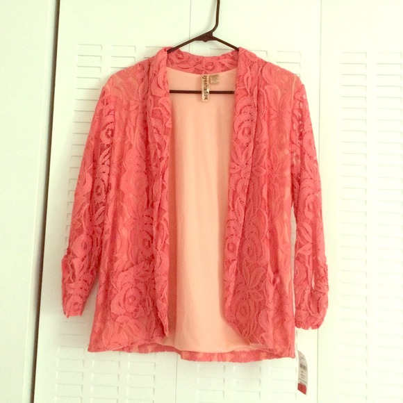 Coral lace blazer