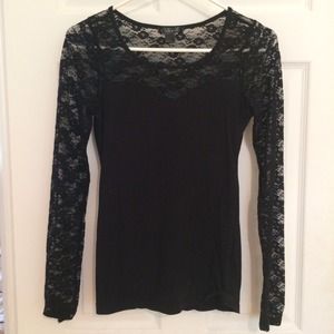 Black Lace Long Sleeve Top