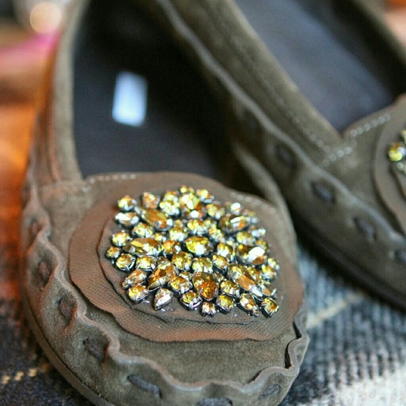 Vera Wang rhinestone mocassins