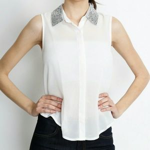NWT sheer studded collar blouse NWT sheer studded collar blouse