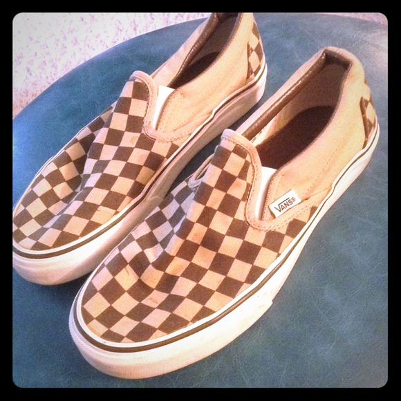 Checkered vans brown and beige 7.5 woman's