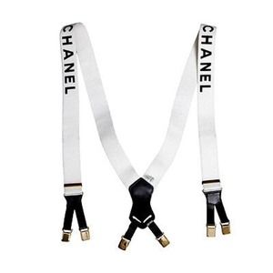 White Chanel Logo Suspenders Lady Gaga & Rihanna