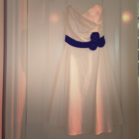 Strapless white formal dress