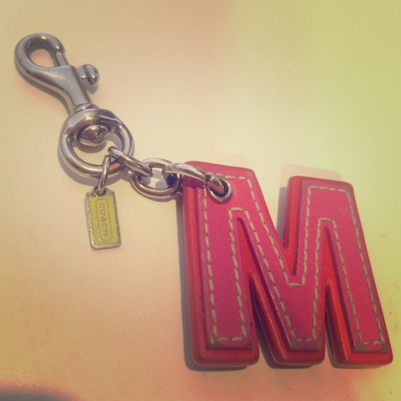 Coach keychain "M" pink, red, silver, black