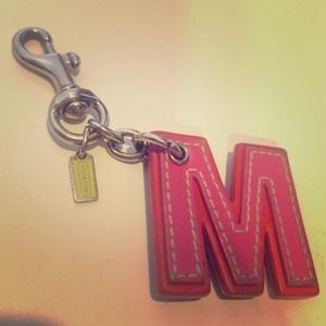 Coach keychain "M" pink, red, silver, black