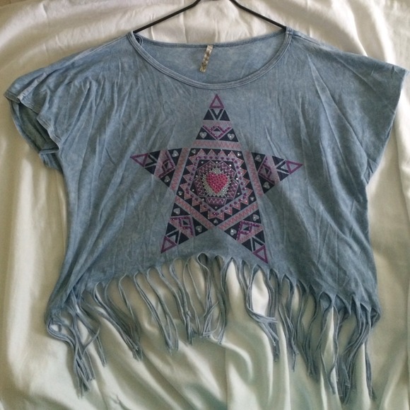 Blue Fringe Graphic Tee