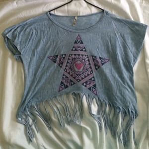 Blue Fringe Graphic Tee