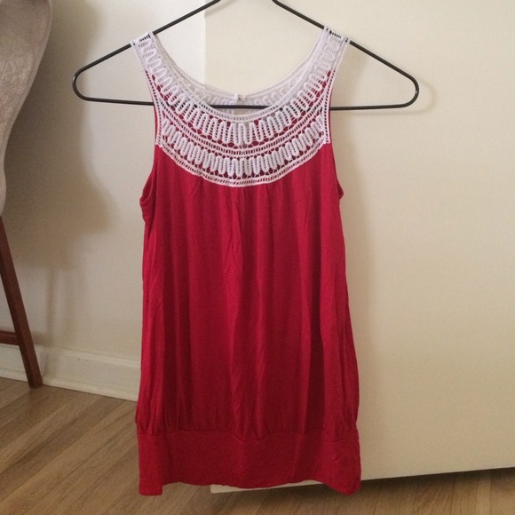 Red Crochet Forever 21 Top