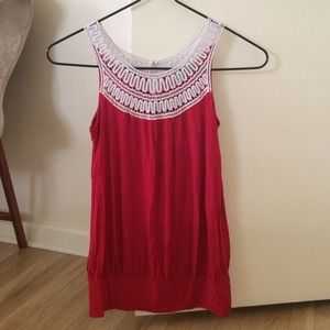 Red Crochet Forever 21 Top