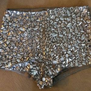 high waisted rhinestone shorts