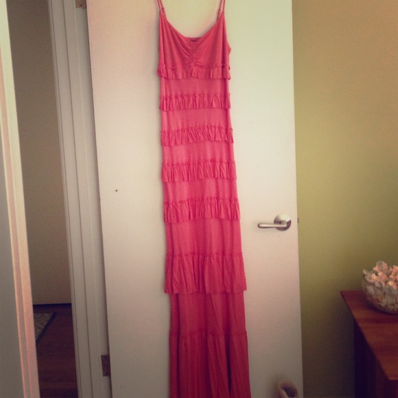 Flirty Coral Banana Republic Maxi Dress