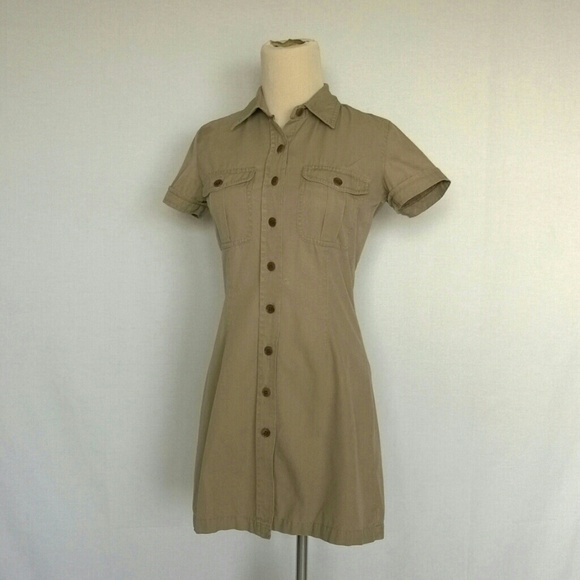DKNY Short Sleeve, Khaki Shirt Dress