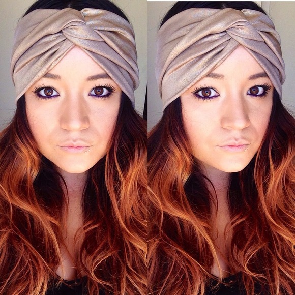 Faux turban in golden girl