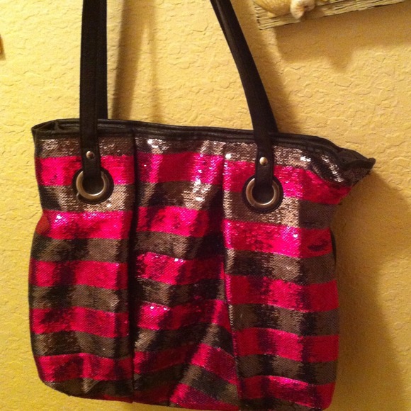 Great condition candies pink and black stripe bag