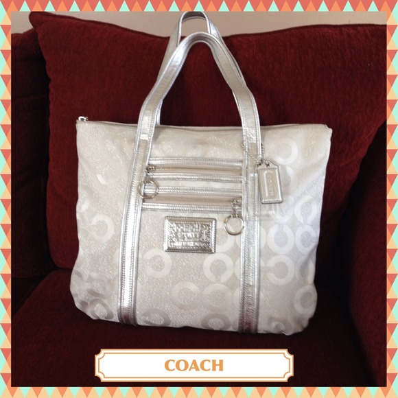Coach Handbags - Silver COACH Poppy Tote Style Shoulder Bag