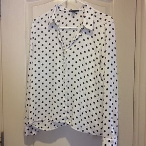 Forever 21 White Polka Dot Button Down