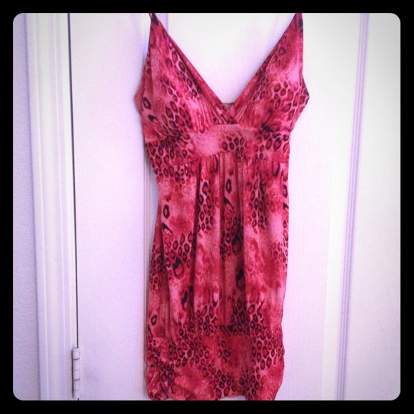 Pink & Black Leopard dress/shirt- Size L