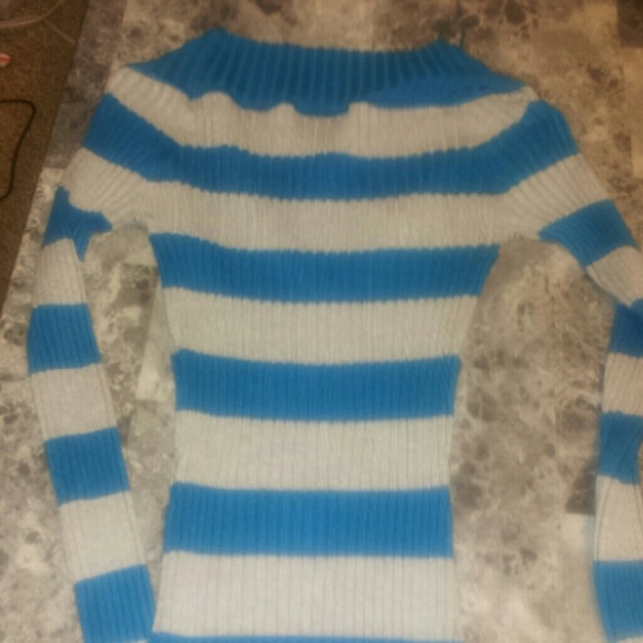 Teal and grey stripped sweater - Picture 2 of 2